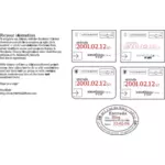 Image de la collection de quatre timbres de franchissement de frontière