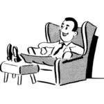 Mężczyzna siadając wygodnie grafika wektorowa