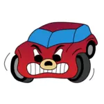 Punainen vihainen auto sarjakuva vektori piirustus