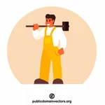 Construction worker holding a hammer