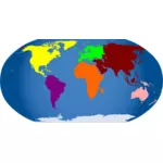 世界矢量插画的彩色的地图