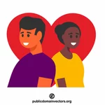 White man and black woman in love