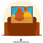 Family watching TV | Public domain vectors