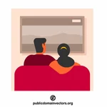 Couple is watching TV