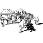 Vector image of cow carrying luggage
