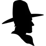 Silhouette of cowboy portrait vector drawing
