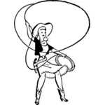 Vector drawing of cowgirl dancing