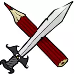 剣と鉛筆のベクター描画