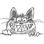 Crazy cool sonriente gato dibujo vectorial