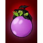 Witch with pink crystal ball vector illustration