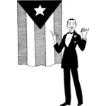 Hombre de la bandera y el cubano