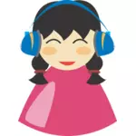 Süßes Mädchen mit Kopfhörer-Vektor-Bild