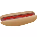 Hot dog dengan saus tomat vektor ilustrasi