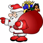 סנטה קלאוס עם תיק מלא מתנות האיור וקטורית