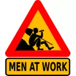 Vektorgrafikk utklipp av menn på arbeid advarsel skilt