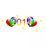 Gelukkig nieuw jaar 2014 met ballonnen vector tekening