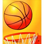 Basketball about to enter a basketball hoop vector image