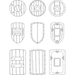 Vektor-Grafiken der Auswahl von mittelalterlichen Schilden