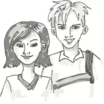 Deux jeunes gens souriants vector peinture