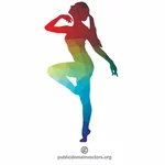 Vrouwelijke danseres kleur silhouet