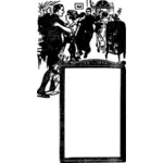 Vector clip art of blank noticeboard with couple dancing theme