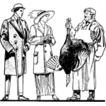 Dead turkey and couple vector image