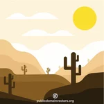 Desert landscape cactus trees