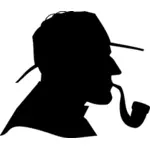 Detective profile silhouette vector image