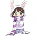 Usagi child in winter clothes vector drawing