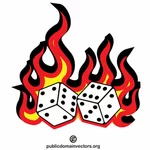 Dice in flames