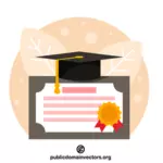 Diploma com chapéu de graduação