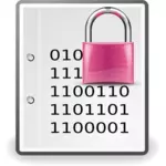 Encrypted document pink icon vector clip art
