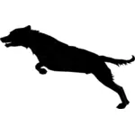 Hyppäävä koira siluetti vektorigrafiikka