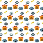 Hund Haus nahtlose Muster Vektor