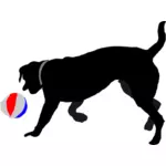 Cão perseguindo a ilustração vetorial de bola