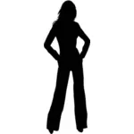Vrouw in broek silhouet vector tekening