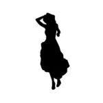 Bir Flamenko Bayan siyah siluet vektör küçük resmini
