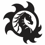 Het silhouet van het embleemvan de draak
