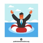 Drowning businessman calling for help