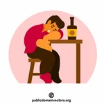 Drunk man sleeping in a pub