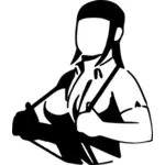Vector image of faceless woman with suspenders