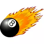 Snooker bollen med flames vektor