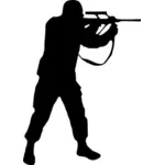 Soldier with gun about to shoot vector illustration