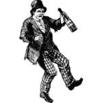 אדם שיכור על ציור וקטורי ג'ין