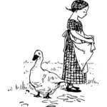 Ente und Mädchen