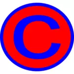 Litera C în roșu și albastru