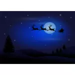 Papai Noel com três renas ilustração em vetor