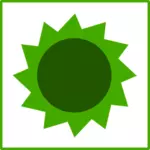 Ilustración vectorial del icono de sol verde eco con borde fino