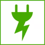 Gráficos vectoriales de icono de electricidad verde eco con frontera fina