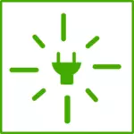 Eco verde lightblulb icono con borde fino de dibujo vectorial